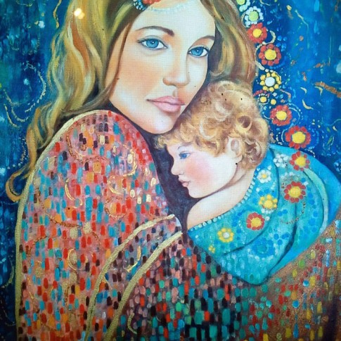 Madonna con bambino, olio su tela © Silvana Martini